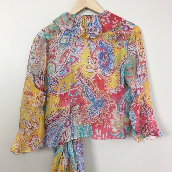 Ralph Lauren Collection Silk Floral Wrap Top - Picture 4 of 8